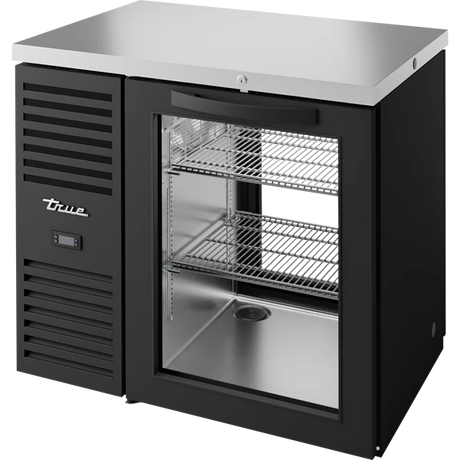 True TBR36-PTSZ1-L-B-G-G-1 36" 2 Glass Door Black Pass-Thru Back Bar Refrigerator