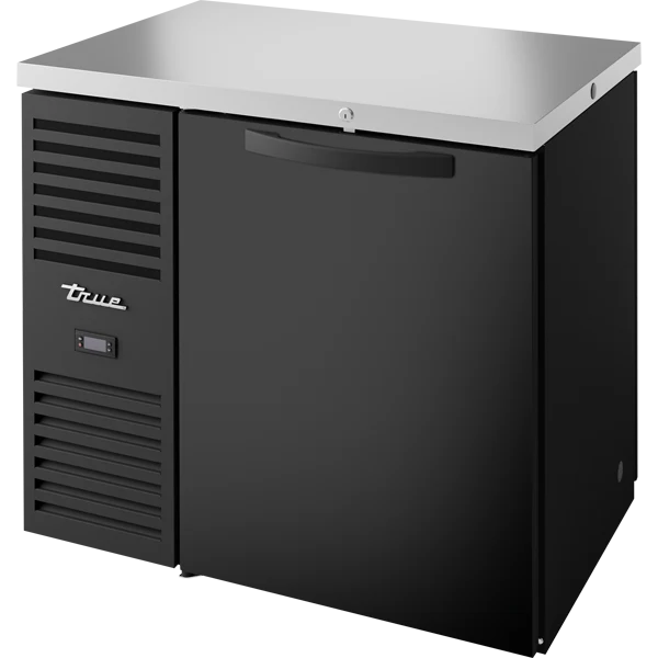 True TBR36-PTSZ1-L-B-S-S-1 36" 2 Solid Door Black Pass-Thru Back Bar Refrigerator