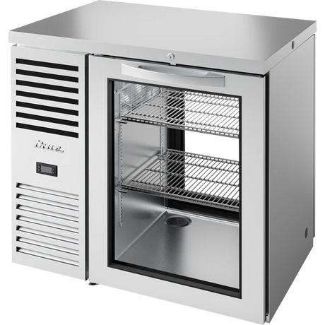 True TBR36-PTSZ1-L-S-G-G-1 36" 2 Glass Door Stainless Steel Pass-Thru Back Bar Refrigerator