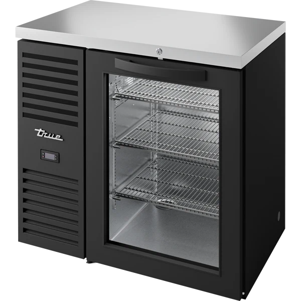 True TBR36-RISZ1-L-B-G-1 36" 1 Glass Door Black Back Bar Refrigerator