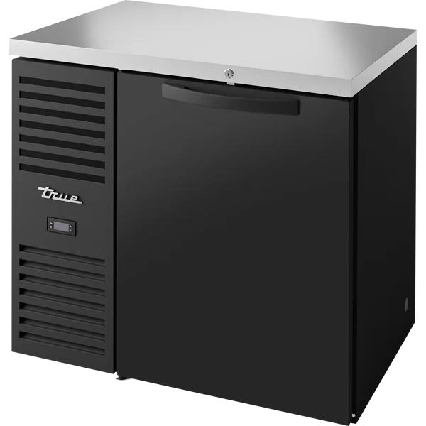 True TBR36-RISZ1-L-B-S-1 36" 1 Solid Door Black Back Bar Refrigerator