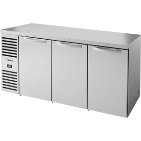 True TBR72-RISZ1-L-S-SSS-1 72" Stainless Steel 3 Solid Door Back Bar Refrigerator
