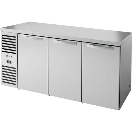 True TBR72-RISZ1-L-S-SSS-1 72" Stainless Steel 3 Solid Door Back Bar Refrigerator