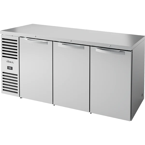 True TBR72-RISZ1-L-S-SSS-1 72" Stainless Steel 3 Solid Door Back Bar Refrigerator