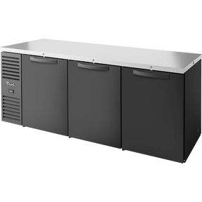 True TBR84-PTSZ1-L-B-SSS-SSS-1 84" Black 6 Solid Door Pass-Thru Back Bar Refrigerator