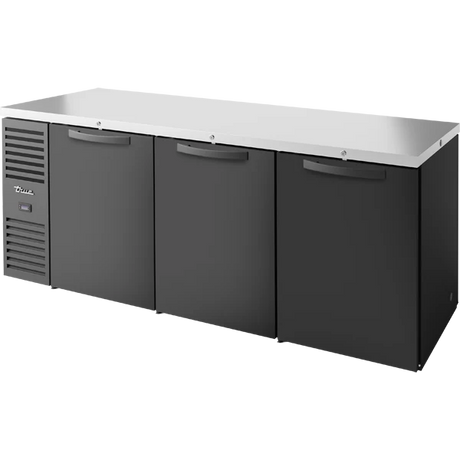 True TBR84-PTSZ1-L-B-SSS-SSS-1 84" Black 6 Solid Door Pass-Thru Back Bar Refrigerator