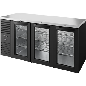 True TBR84-RISZ1-L-B-GGG-1 84" Black 3 Glass Door Back Bar Refrigerator