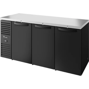 True TBR84-RISZ1-L-B-SSS-1 84" Black 3 Solid Door Back Bar Refrigerator