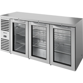 True TBR84-RISZ1-L-S-GGG-1 84" Stainless Steel 3 Glass Door Back Bar Refrigerator