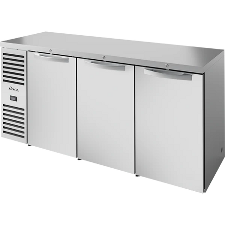 True TBR84-RISZ1-L-S-SSS-1 84" Stainless Steel 3 Solid Door Back Bar Refrigerator