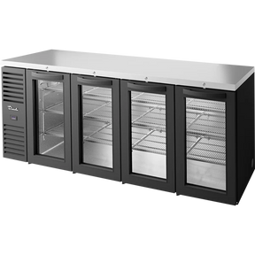 True TBR92-RISZ1-L-B-GGGG-1 92" Black 4 Glass Door Back Bar Refrigerator