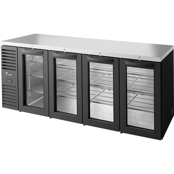 True TBR92-RISZ1-L-B-GGGG-1 92" Black 4 Glass Door Back Bar Refrigerator