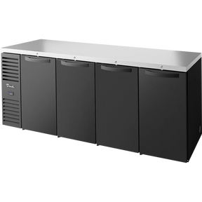 True TBR92-RISZ1-L-B-SSSS-1 92" Black 4 Solid Door Back Bar Refrigerator