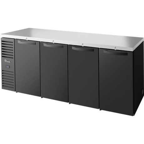 True TBR92-RISZ1-L-B-SSSS-1 92" Black 4 Solid Door Back Bar Refrigerator