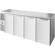 True TBR92-RISZ1-L-S-SSSS-1 92" Stainless Steel 4 Solid Door Back Bar Refrigerator