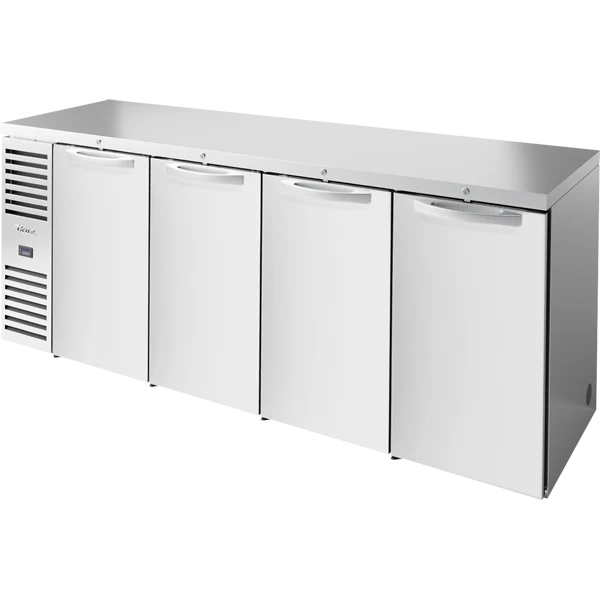 True TBR92-RISZ1-L-S-SSSS-1 92" Stainless Steel 4 Solid Door Back Bar Refrigerator