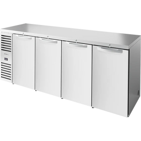 True TBR92-RISZ1-L-S-SSSS-1 92" Stainless Steel 4 Solid Door Back Bar Refrigerator