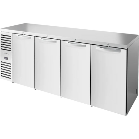 True TBR92-RISZ1-L-S-SSSS-1 92" Stainless Steel 4 Solid Door Back Bar Refrigerator
