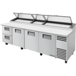 True TPP-AT-119D-2-HC 119 1/4" 3 Door 2 Drawer Refrigerated Pizza Prep Table