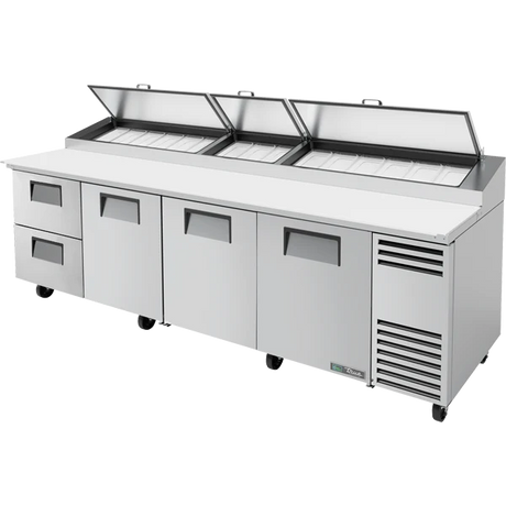 True TPP-AT-119D-2-HC 119 1/4" 3 Door 2 Drawer Refrigerated Pizza Prep Table