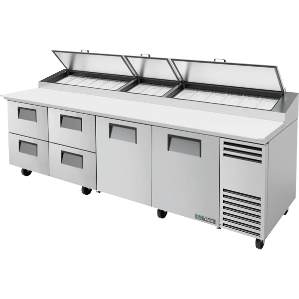 True TPP-AT-119D-4-HC 119 1/4" 2 Door 4 Drawer Refrigerated Pizza Prep Table