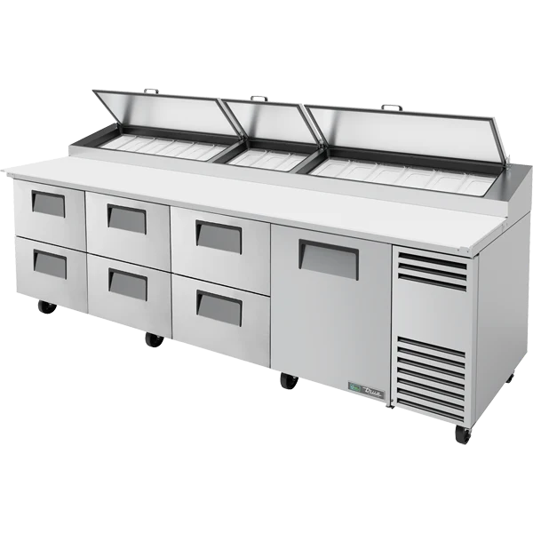 True TPP-AT-119D-6-HC 119 1/4" 1 Door 6 Drawer Refrigerated Pizza Prep Table