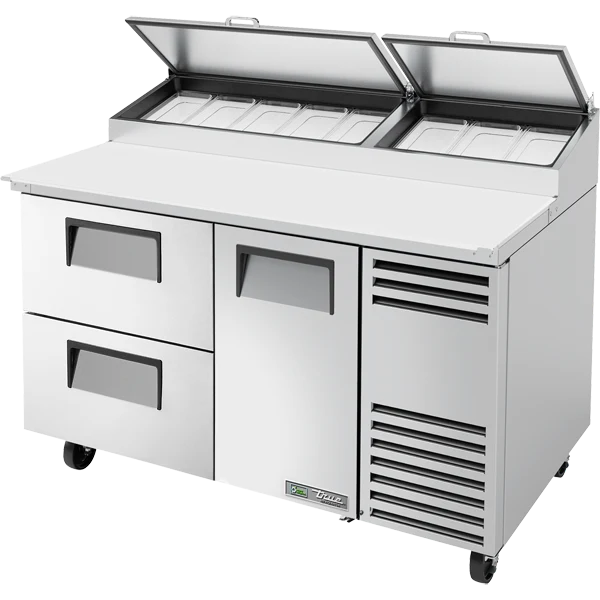 True TPP-AT-60D-2-HC 60 1/4" 1 Door 2 Drawer Refrigerated Pizza Prep Table