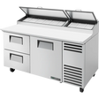 True TPP-AT-67D-2-HC 67 3/8" 1 Door 2 Drawer Refrigerated Pizza Prep Table