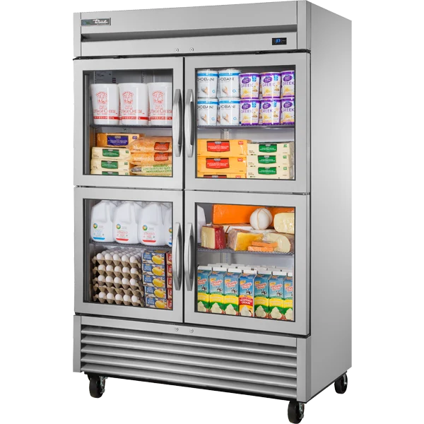 True TS-49G-4-HC 54 1/8" Stainless Steel Glass Half Door Reach-In Refrigerator