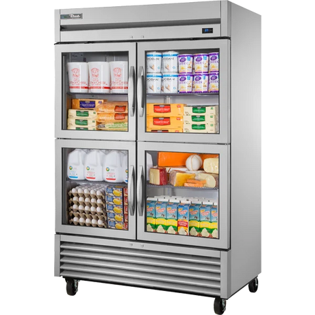 True TS-49G-4-HC 54 1/8" Stainless Steel Glass Half Door Reach-In Refrigerator