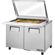 True TSSU-48-18M-B-FGLID-HC Mega Top Refrigerated Sandwich Prep Table with Flat Glass Lid