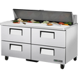 True TSSU-60-16D-4-HC 60 3/8" 4 Drawer Refrigerated Sandwich Prep Table