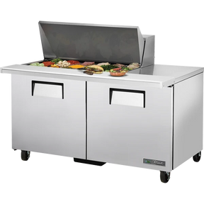 True TSSU-60-18M-B-HC 60 3/8" 2 Door Mega Top Refrigerated Sandwich Prep Table
