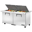 True TSSU-60-24M-B-DS-ST-HC 60 3/8" Dual Sided Mega Top Refrigerated Sandwich Prep Table