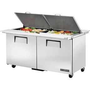 True TSSU-60-24M-B-DS-ST-HC 60 3/8" Dual Sided Mega Top Refrigerated Sandwich Prep Table