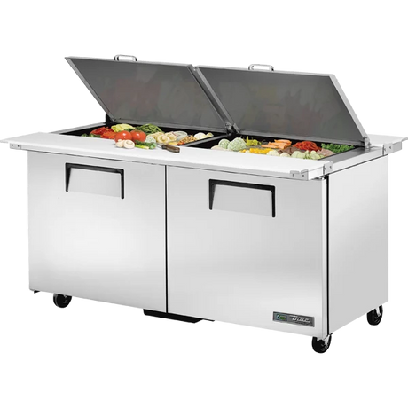 True TSSU-60-24M-B-DS-ST-HC 60 3/8" Dual Sided Mega Top Refrigerated Sandwich Prep Table