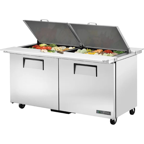 True TSSU-60-24M-B-DS-ST-HC 60 3/8" Dual Sided Mega Top Refrigerated Sandwich Prep Table