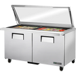 True TSSU-60-24M-B-ST-FGLID-HC 60 3/8" Mega Top Refrigerated Sandwich Prep Table with Flat Glass Lid