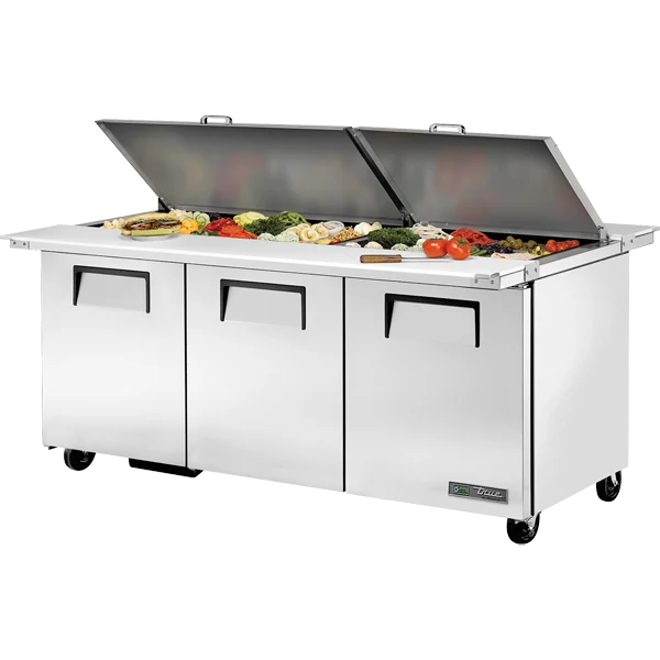 True TSSU-72-30M-B-DS-ST-HC Dual Sided Mega Top Refrigerated Sandwich Prep Table