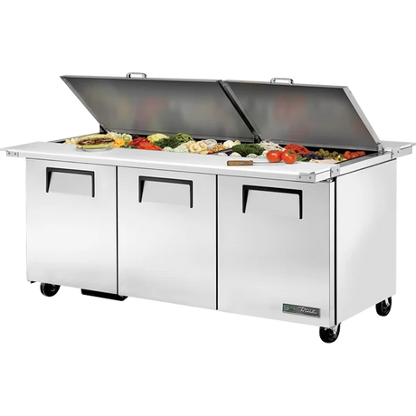 True TSSU-72-30M-B-DS-ST-HC Dual Sided Mega Top Refrigerated Sandwich Prep Table