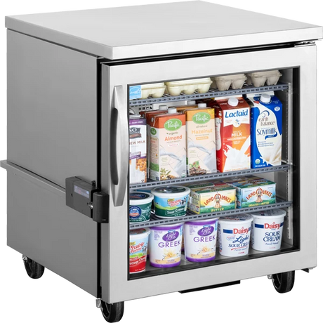 True TUC-27G-HST-HC 27 5/8 inch undercounter glass door refrigerator with Health Safety Timer