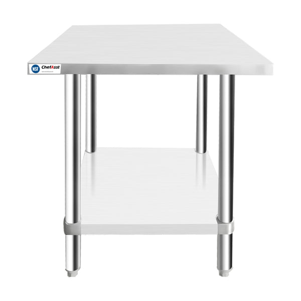 ChefAsst 24" x 24" 16-Gauge 304 Stainless Steel Commercial Work Table with 201 Stainless Steel Legs and Undershelf