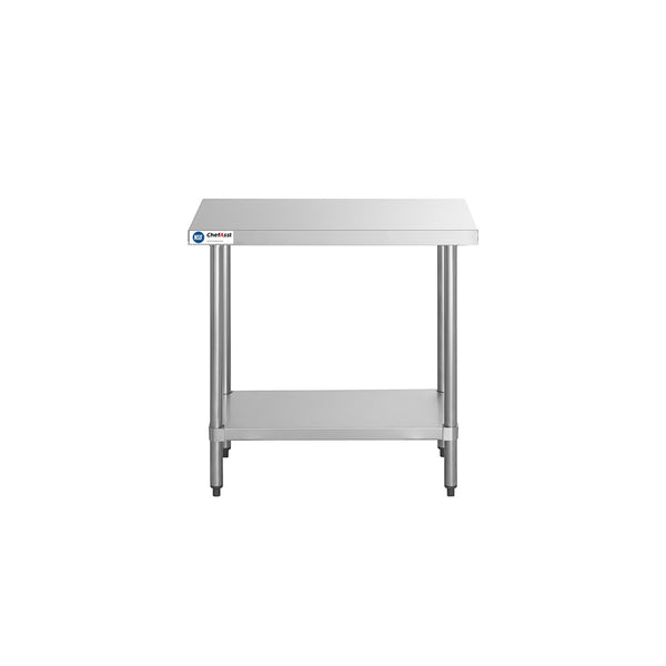 ChefAsst 24" x 36" 16-Gauge 304 Stainless Steel Commercial Work Table with 304 Stainless Steel Legs and Undershelf