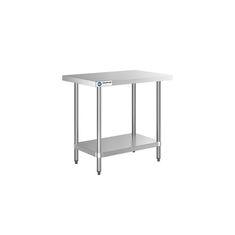 ChefAsst 24" x 36" CA-WTS-2436-316 16-Gauge 304 Stainless Steel Commercial Work Table with 201 Stainless Steel Legs and Undershelf