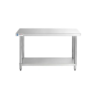ChefAsst 24" x 48" CA-WTSS-2448-418 18-Gauge 430 Stainless Steel Commercial Work Table with 430 Stainless Steel Legs and Undershelf