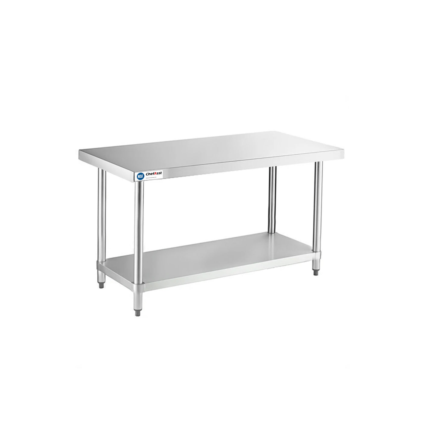 ChefAsst 24" x 48" CA-WTS-2448-316 16-Gauge 304 Stainless Steel Commercial Work Table with 201 Stainless Steel Legs and Undershelf