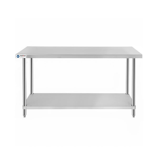 ChefAsst 24" x 60" 16-Gauge 304 Stainless Steel Commercial Work Table with 304 Stainless Steel Legs and Undershelf