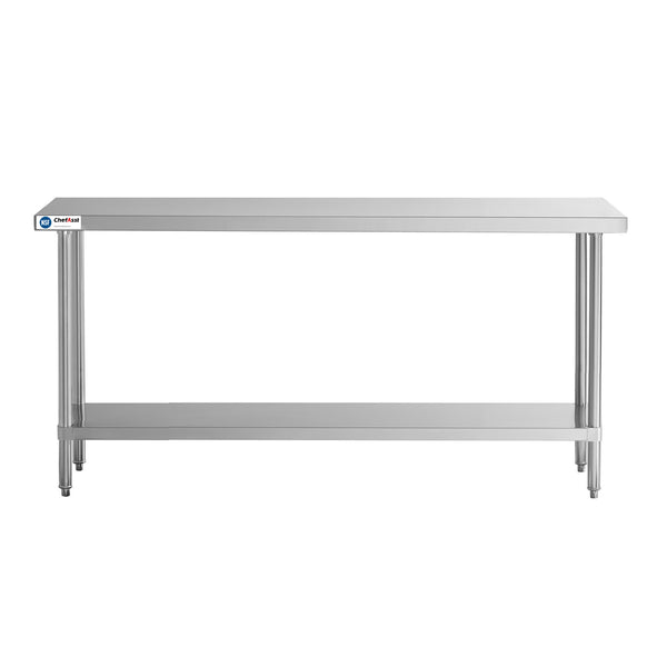 ChefAsst 24" x 72" 16-Gauge 304 Stainless Steel Commercial Work Table with 304 Stainless Steel Legs and Undershelf