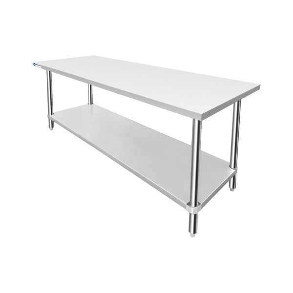 ChefAsst 24" x 72" 16-Gauge 304 Stainless Steel Commercial Work Table with 201 Stainless Steel Legs and Undershelf