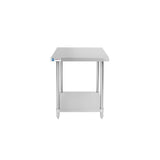 ChefAsst 30" x 30" CA-WTS-3030-316 16-Gauge 304 Stainless Steel Commercial Work Table with 201 Stainless Steel Legs and Undershelf